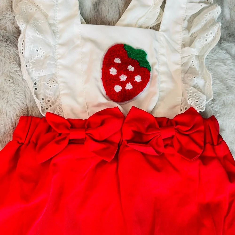 SHEIN Vibrant Red Ruffled Diaper Cover